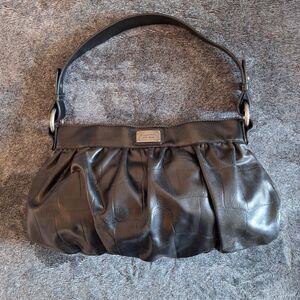 Simply Vera Pleated Hobo Shoulder Bag Purse Embossed Vegan Leather Black 90's...